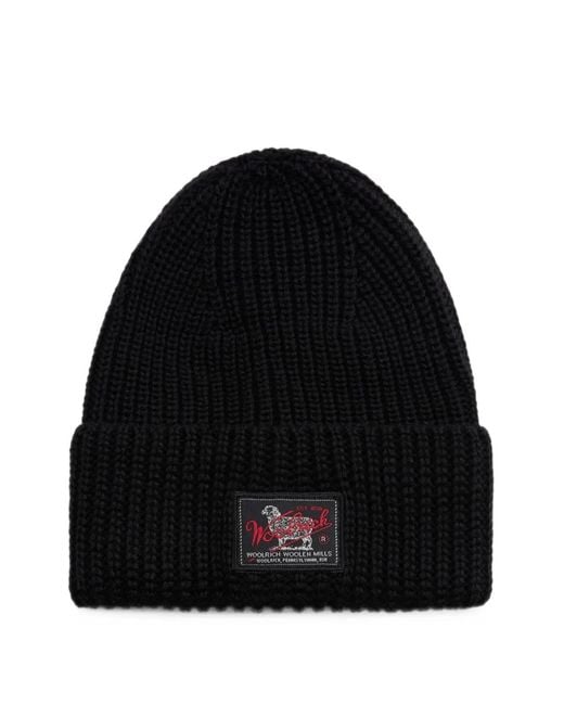 Woolrich Gerippte Beanie Mit Logo-Patch in Black für Herren