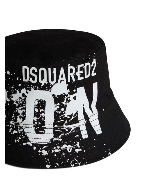 DSquared² Black Logo-print Bucket Hat for men