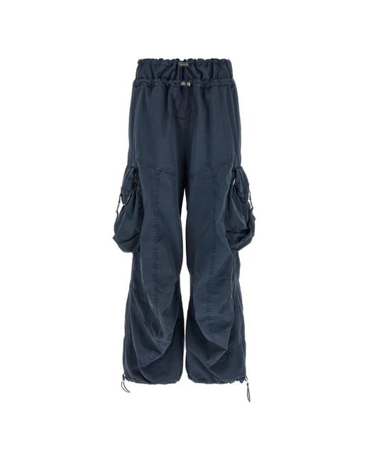 The Attico Blue Draped Parachute Cargo Pants