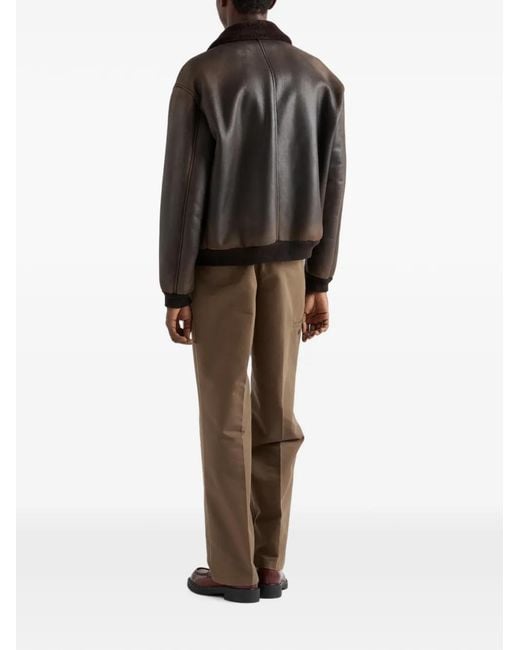 Prada Black Shearling Leather Jacket for men