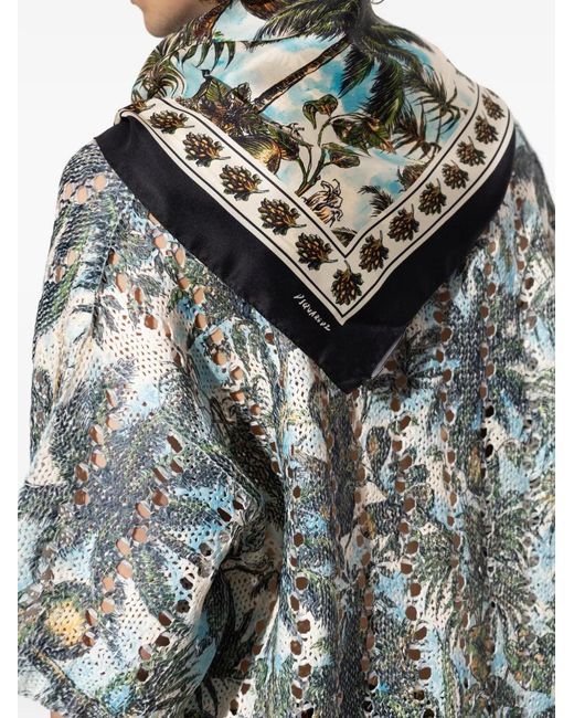 DSquared² Black Graphic-Print Silk Scarf for men