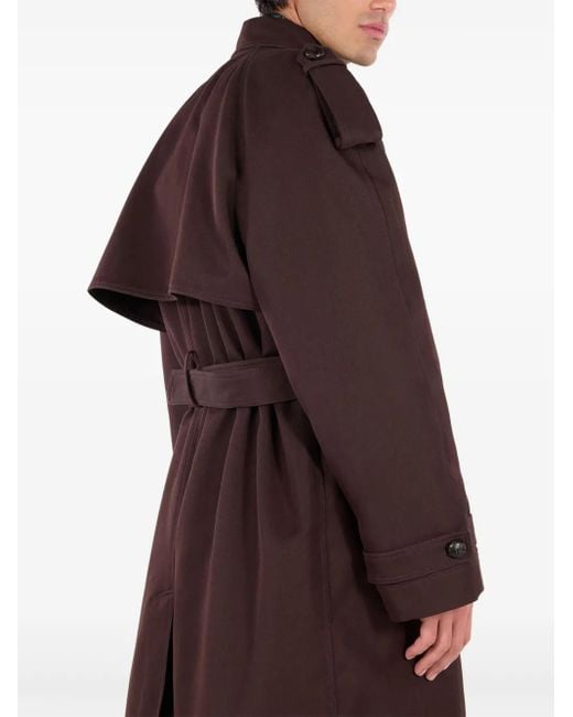 Roberto Cavalli Brown Double-Breasted Shearling-Lined Trench Coat for men