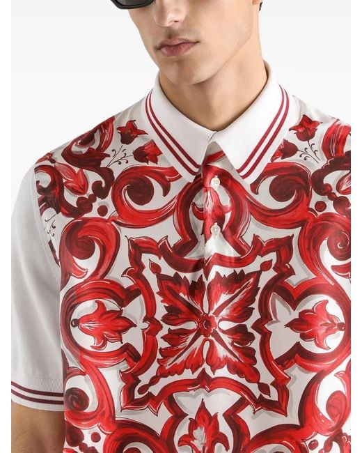Dolce & Gabbana Red Polo À Imprimé Majolica for men