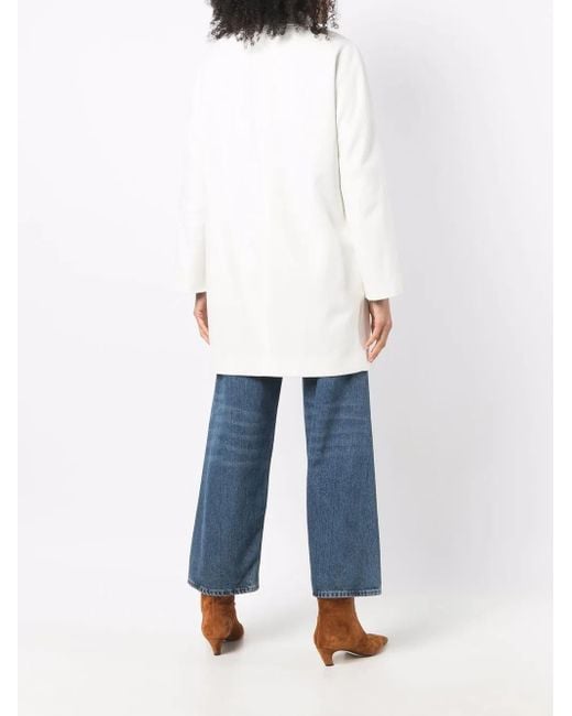 Alberto Biani White Buttoned Up Wool Coat