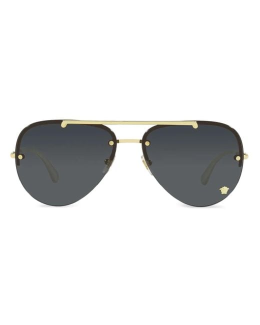 Versace Gray Medusa Glam Pilot-Frame Sunglasses
