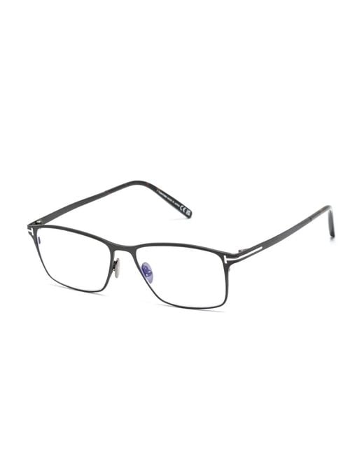 Tom Ford Black T-Hinge Rectangle-Frame Glasses