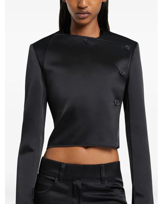 Courreges Black Klassische Oblique Jacke aus Satin