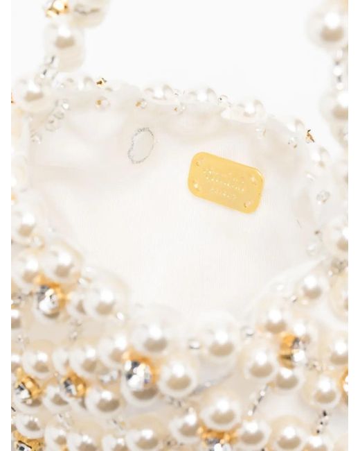 Vanina White Anemone Crystal-Embellished Tote Bag
