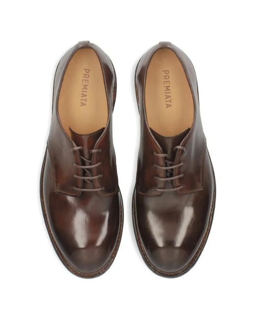Premiata Brown Lace-Up Leather Derby Shoes for men