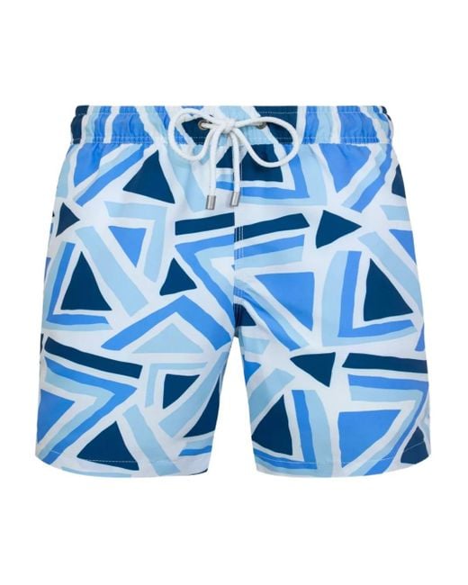 BLUEMINT Blue Geometric-Print Swim Shorts for men