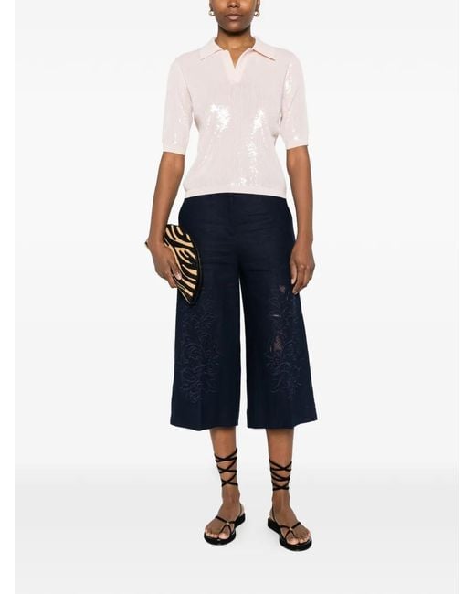 Twinset Pink Polo Shirt Topwith Sequins