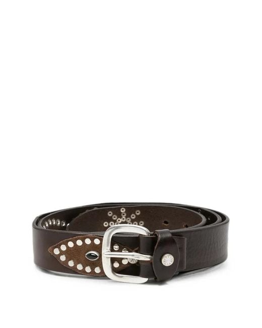 Eraldo Gray Stud-Embellished Leather Belt for men