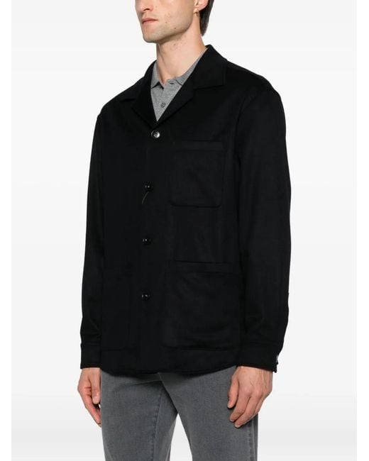 Canali Black Patch-Pocket Button-Down Jacket for men