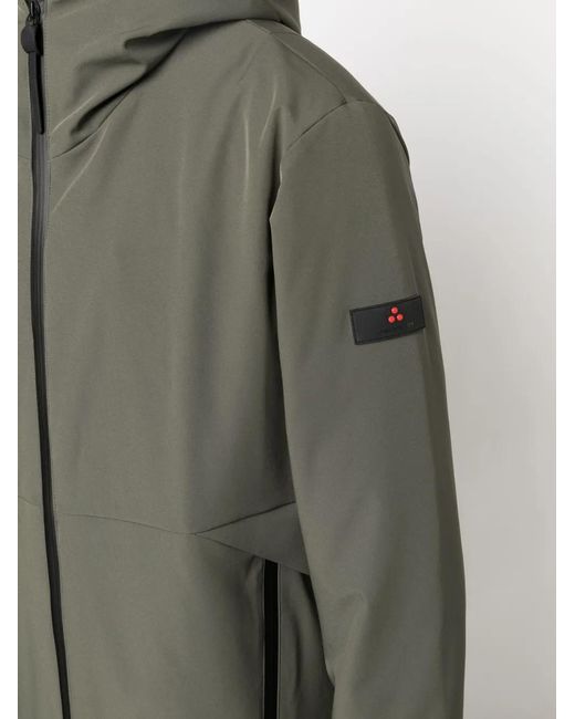Peuterey Green Logo-Patch Hooded Coat for men