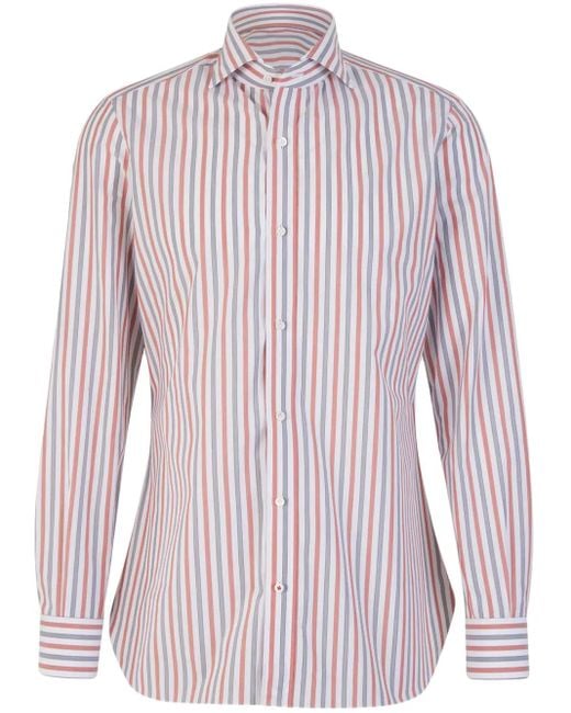 Isaia Gestreiftes Hemd in Red für Herren