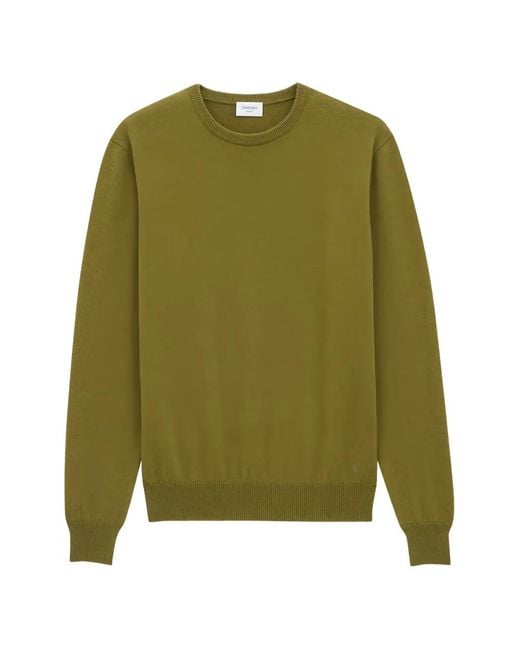 Saint Laurent Green Round Neck Long-Sleeved Knitwear