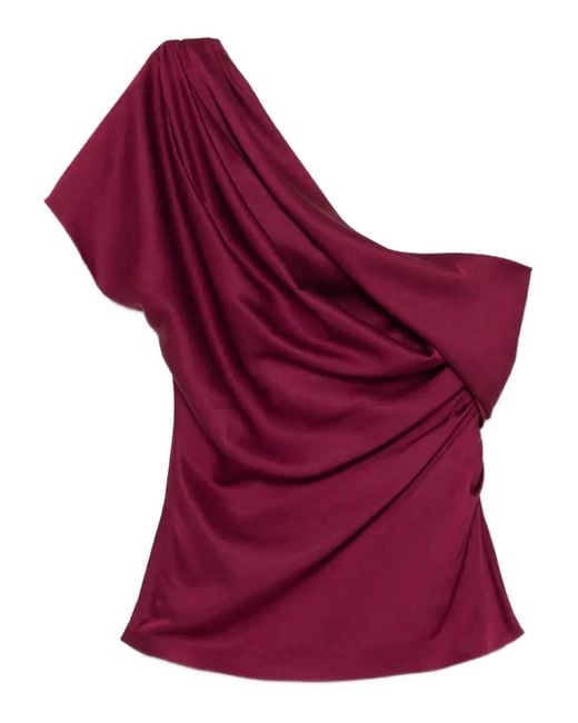 Jonathan Simkhai Asymmetrische Gedrapeerde Blouse in het Purple