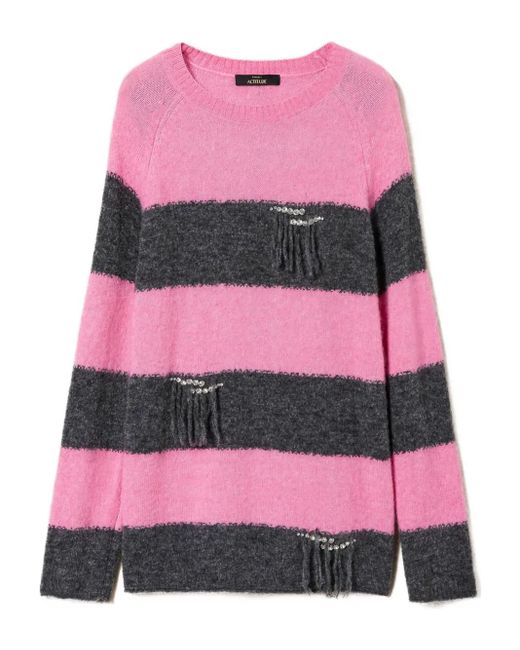 Twinset ラインストーントリム セーター Pink