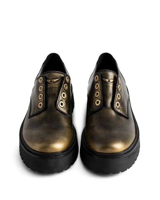 Zadig & Voltaire Brown Eyeleted Platform Derby Shoes