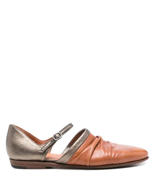Pantanetti Brown Metallic Ballet Flats