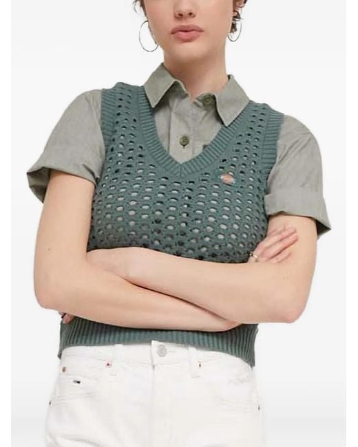 Dickies Green Ingalls V-Neck Openwork Vest