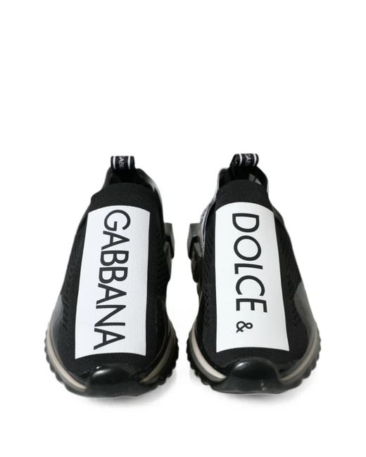 Dolce & Gabbana Black Sorrento Logo-Print Sneakers for men