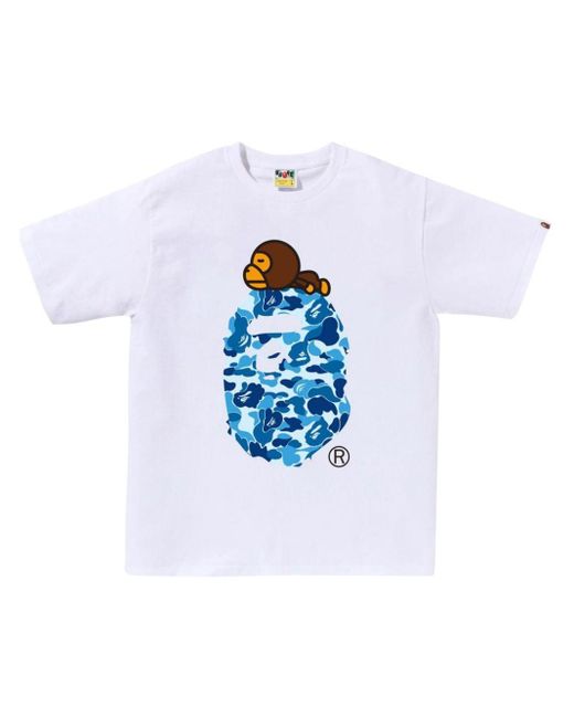 A Bathing Ape White Abc Camo Milo On Big Ape T-shirt for men