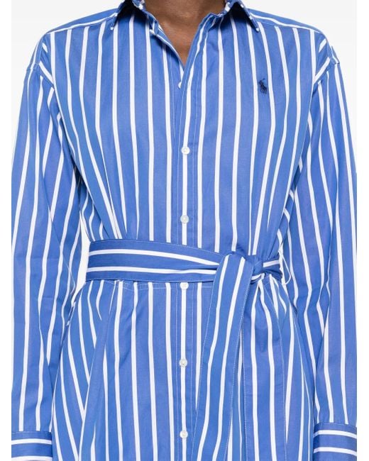 Polo Ralph Lauren Blue Striped Midi Dress
