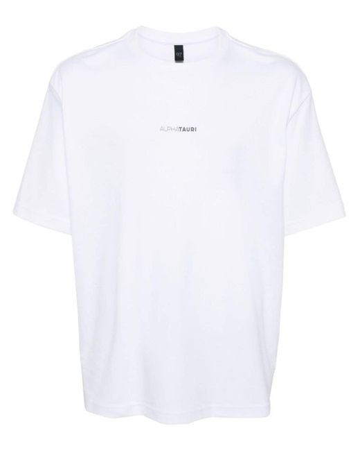 Alpha Tauri White Logo-print Cotton T-shirt for men