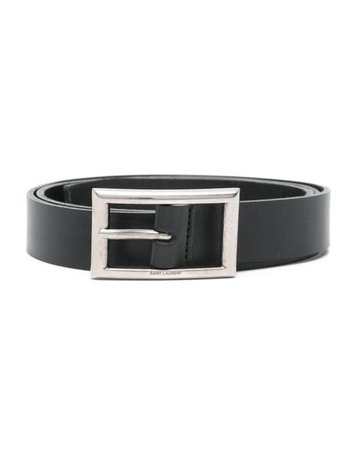 Cintura con logo inciso di Saint Laurent in Black da Uomo