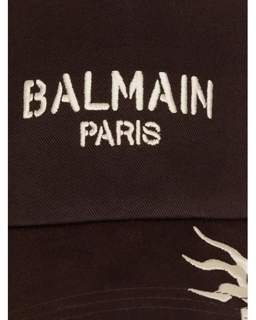 Balmain Black Logo-Embroidery Baseball Cap for men