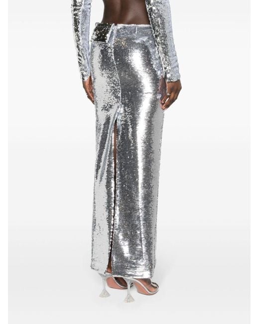 LAQUAN SMITH Gray Sequinned Maxi Skirt
