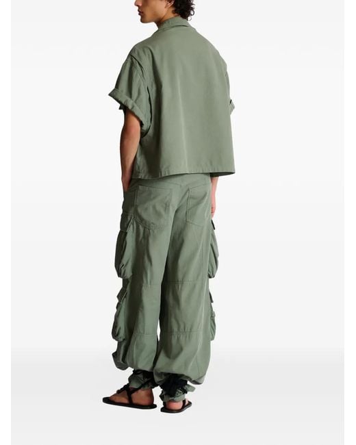 Balmain Green Utility-Pockets Short-Sleeve Shirt for men