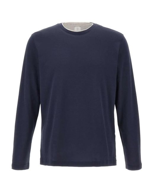 Maglione Girocollo A Maniche Lunghe di Eleventy in Blue da Uomo