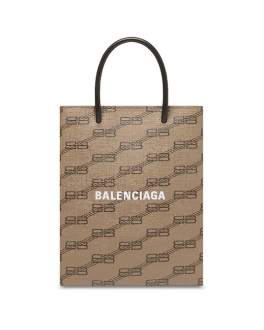 Balenciaga Natural Handtasche mit Monogramm-Print