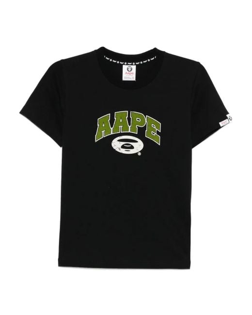 Aape By A Bathing Ape Women's Black Graphic-Printed T-Shirt