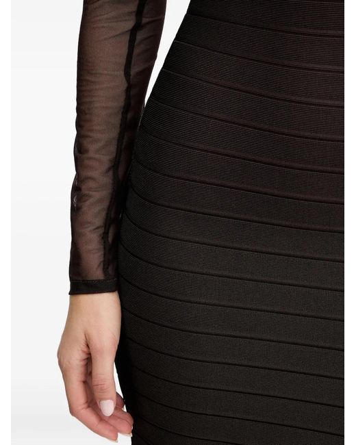 Hervé Léger Black Amy Long-Sleeve Mini Dress