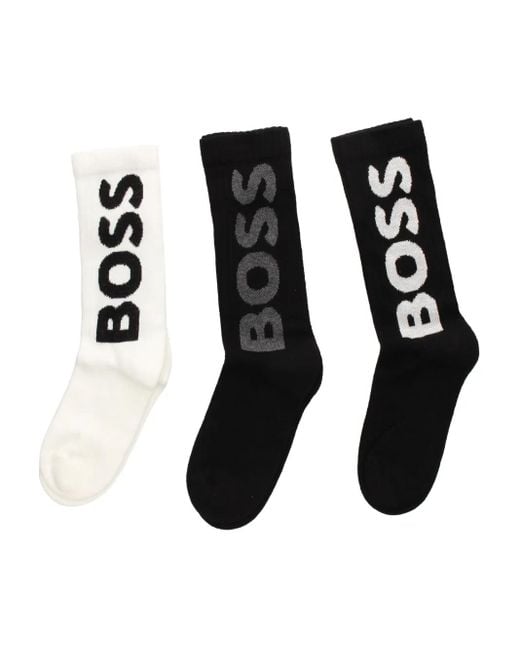 Calzini Con Logo (3 Pezzi) di Boss in Black da Uomo
