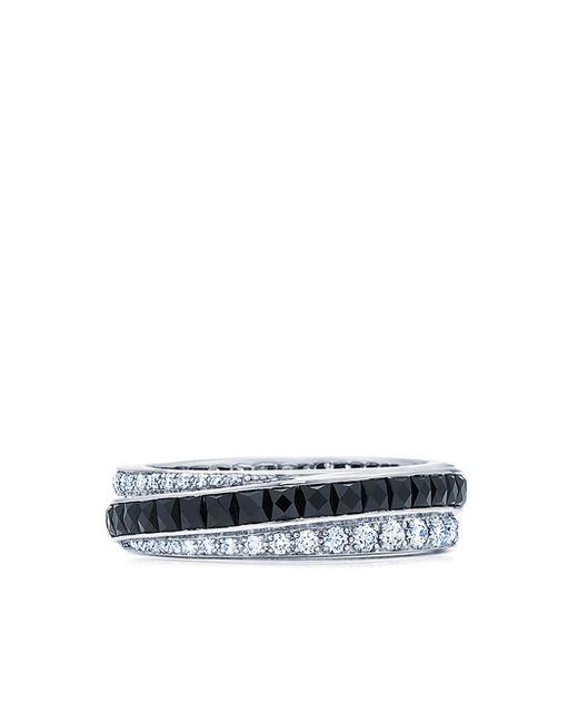 Fred Leighton Multicolor 18Kt Onyx And Diamond Diagonal Stripe Eternity Band Ring