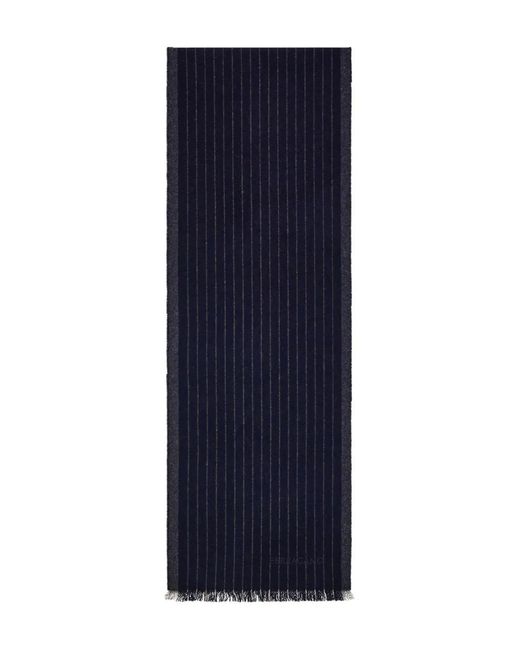 Ferragamo Blue Striped-Pattern Scarf for men