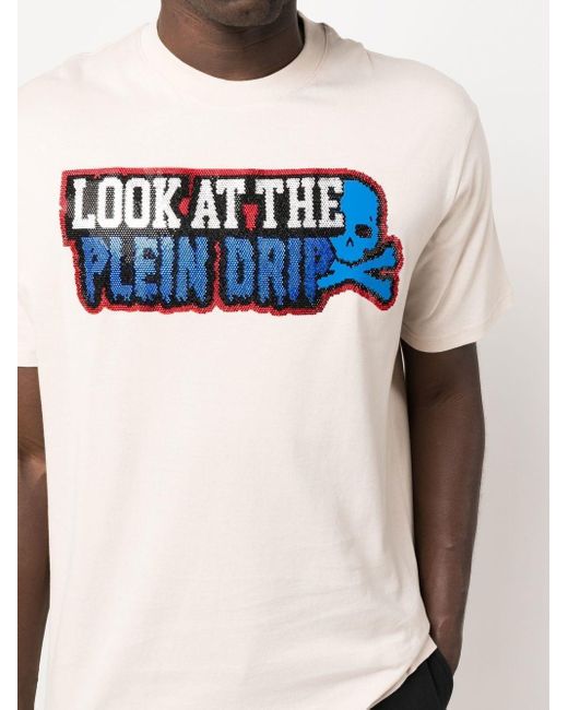 Philipp Plein Blue Gem-logo Short-sleeved T-shirt for men