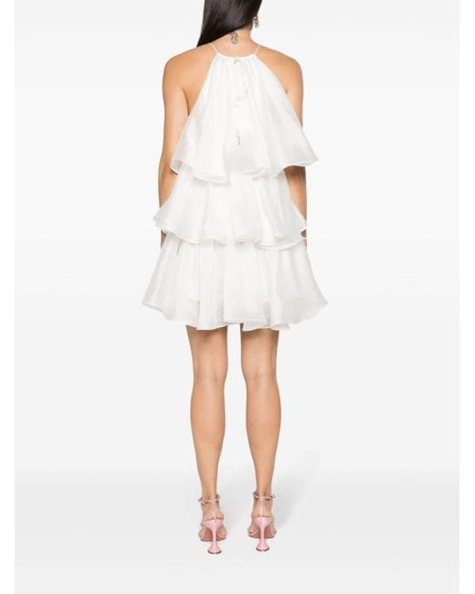 Mini-robe En Organza À Volants Claudia Aje. en coloris White
