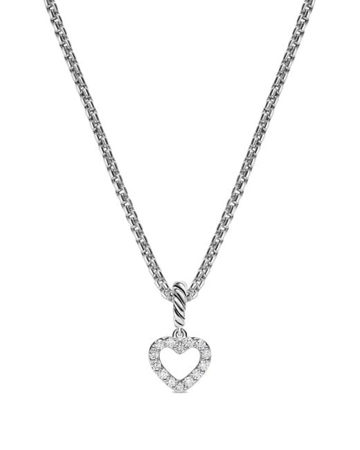 David Yurman Metallic Micro Pavé Open Heart Diamond Necklace