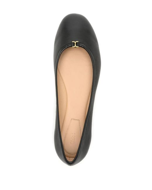 Chloé Black Leather Ballerina Flats For