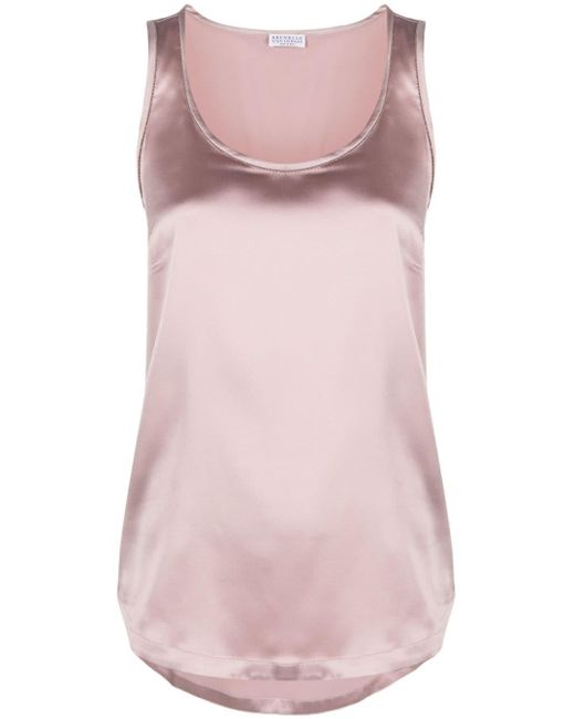 Brunello Cucinelli Sleeveless Silk Tank Top in Pink | Lyst Canada