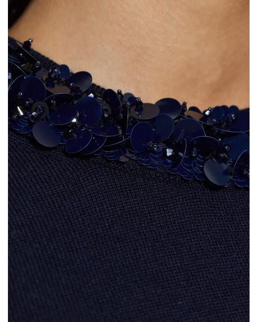 Ulla Johnson Blue Sequin-Embellished Puff-Sleeve T-Shirt