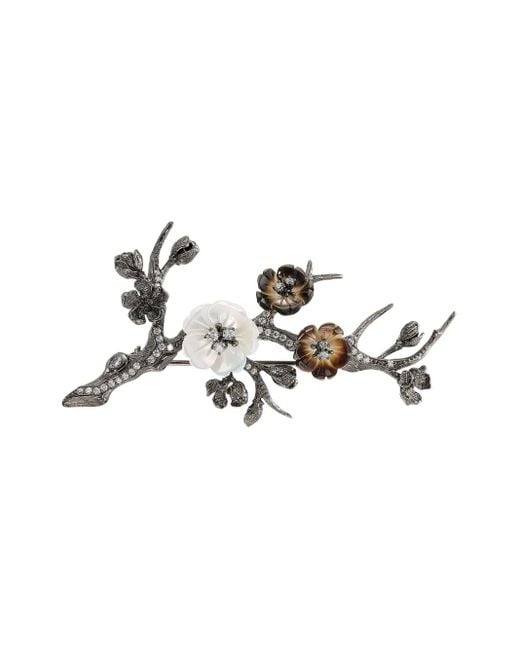 Anabela Chan Metallic Sakura Blossom Diamond Brooch