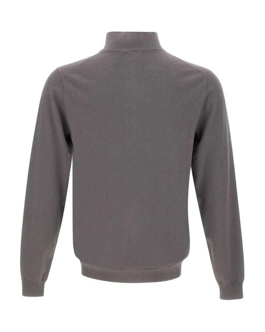 Sun 68 Gray Half-Zip Ribbed Sweater for men