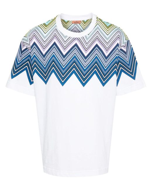 Missoni Blue Zigzag-print Cotton T-shirt for men