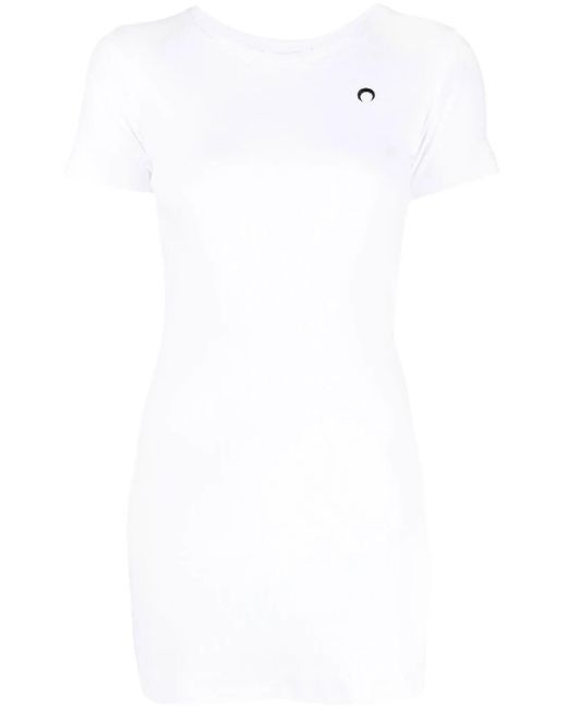 MARINE SERRE White Fine-Ribbed Organic Cotton T-Shirt Dress